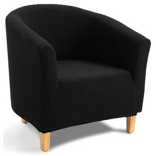 TIANSHU Sesselschoner Elastisch Sesselüberwurf, Modern Club Chair Stretch Sesselhusse, Universal Sofabezug für Einzelsofa, Bezug für Clubsessel (Schwarz)
