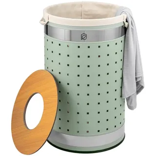 eluno Wäschetonne 50 Liter, grün , Metall , 35.5x57.5x35.5 cm , Haushalt & Kleinelektro, Wäschepflege, Wäschekörbe & Wäschetonnen