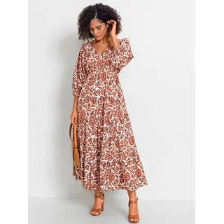 Inspirationen A-Linien-Kleid Druck-Kleid Weiß 38