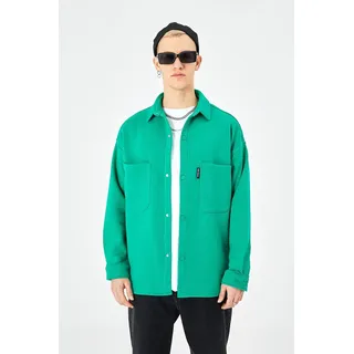 Hemdjacke aus Baumwolle in Oversize Fit Übergangsjacke (L) Grün - Grün