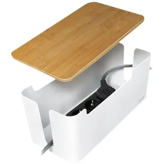 Logilink Kabelbox 32 x 14 x 13 cm 1-tlg. weiß mit Bambus-Deckel