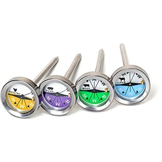 FLASH Grillthermometer 4er Set, gelb/lila/grün/blau, 6.9 x 2,5 x 2,5 cm