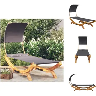 vidaXL Loungebett mit Dach 100x200x126 cm Bugholz Massiv Anthrazit - Gartenbetten - Grau
