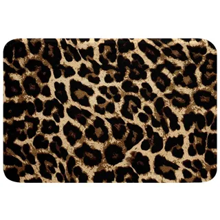 Leopard Drucken Badematte 50x80cm Afrika Gepard Drucken Saugfähig rutschfest Badezimmerteppich Safari Tiermuster Plüsch Wohnzimmer Badvorleger Schwarz Braun Leopard Modern Zottelig Badteppiche