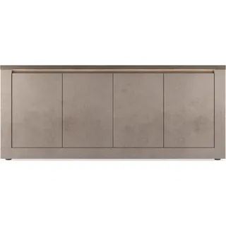 CALICOSY - Sideboard mit 4 Türen und 2 Regalen, Bronze- und Quecksilbereffekt, L207 cm - ISCHIA - Braun