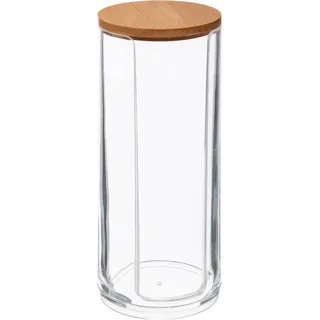 5Five Simply Smart Wattepadspender Selena, Abschminktuchspender, Kunststoff, Bambus, 17.8 cm, 161082 - Transparent