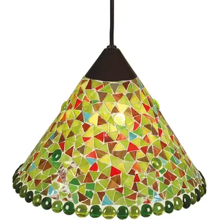 Pendelleuchten - Mosaik-Pendelleuchte, Hängelampe aus Glas in grün, E27-Fassung - Grün