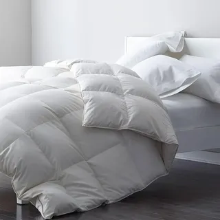 DWR Sommer Bettdecke 240x260 cm, Leichte Daunendecke mit Daunen und Federn Füllung,100% Bio-Baumwolle, dünne Sommerdaunendecke, Öko-Tex Zertifiziert, Weiß