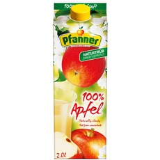 Pfanner 100% Apfelsaft naturtrüb (1 x 2 l) – direkt gepresste Äpfel – Fruchtsaft ohne Zuckerzusatz – fruchtiger Saft