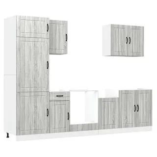 vidaXL 7-tlg. Küchenschrank-Set Lucca Grau Sonoma Holzwerkstoff - Grau