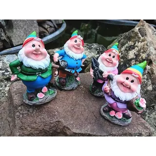 4 Gartenzwerge Gnome 9 cm Regenbogen