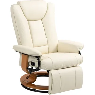 Homcom Relaxsessel Fernsehsessel mit Liegefunktion, Fußstütze, Cremeweiß