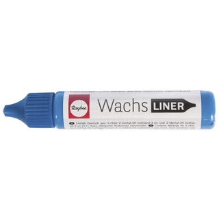 Rayher 31500374 Wachs-Liner, azurblau, Flasche 30 ml, zum Kerzen bemalen, Wachsstift, Flüssigwachs zum Malen direkt aus der Flasche