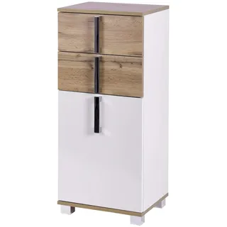 Schildmeyer Unterschrank Kampen 40,3 x 94,8 x 32 cm Weiß glanz/Eiche Landhaus Dekor