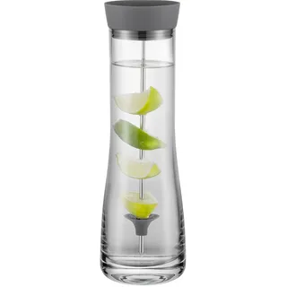blomus Wasserkaraffe DRIWA | Glaskaraffe mit Deckel und Fruchtspieß | 1 l | Glas | Farbe Dark Gray
