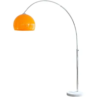 SALESFEVER Bogenlampe "Tammo", orange (orange, chromfarben, weiß), 1, Ø 40cm H: 181cm, 1 Stk., Leuchten, Höhenverstellbar und mit Dimmschalter, echter Marmorfuß, Bogenlampe