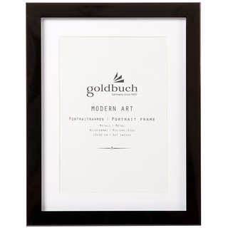 goldbuch 960293 Portraitrahmen Modern Art, Bilderrahmen für 1 Bild im Format 13 x 18 cm, Galerierahmen mit Aufsteller und weißem Passepartout, Metallrahmen, Einzelrahmen, Foto Rahmen, Metall, Schwarz