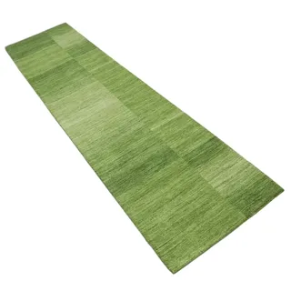 Grün Brücke Teppich 100% Wolle 70X315 cm Handarbeit Läufer Handgetuftet T983