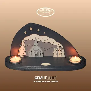 Weigla Teelichthalter »Seiffen, Mini Schwibbogen, Tischdeko für Weihnachten, Made in Germany« Erzgebirge garantiert, Weihnachtsdeko Innen, Weihnachtsbeleuchtung, grau