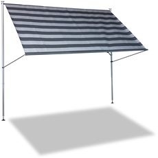 Bild von Klemmmarkise Premium Streifen 250 x 170 cm dunkelgrau/weiß