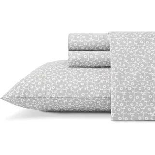 MARIMEKKO Queen-Size-Bettlaken, Baumwoll-Perkal-Bettwäsche-Set, frische und Coole Heimdekoration (Pikkuninen Unikko Grey, Queen)