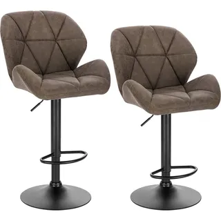 WOLTU 2er-Set Barhocker höhenverstellbar, drehbar, Kunstleder Stahl, Dunkelbraun - Dunkelbraun