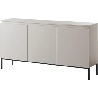 Selsey Kommode Schrank Aufbewahrungsschrank 150 cm 3 Türen 6 Fächer Taupe Schwarze Beine Bemmi