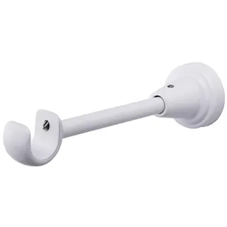 MDEKOR Wandträger 1-läufig Weiß Glänzend R Wandhalter mit Metallmontageplatte für Gardinenstange 19 mm Abstand kürzbar - Weiß