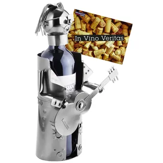 BRUBAKER Flaschenhalter Rockstar Guitarre Metall Skulptur Geschenk mit Geschenkkarte