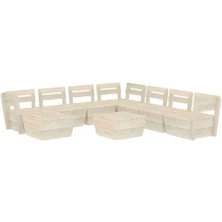 9-tlg. Garten-Paletten-Lounge-Set Imprägniertes Fichtenholz - Beige, Bunt