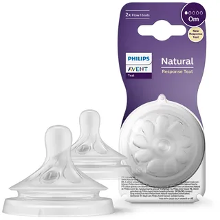 Philips Avent Natural Response Sauger & Avent Natural Response Sauger – 2x Sauger für Babyflaschen mit Durchflussstärke 3, für Neugeborene ab 1 Monat, BPA-frei (Modell SCY963/02)