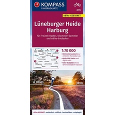 KOMPASS Fahrradkarte 3314 Lüneburger Heide, Harburg mit Knotenpunkten 1:70.000