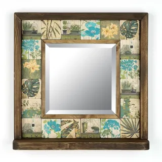 Quadratischer Spiegel mit Rahmen im Pflanzenstil