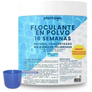 PLANTAWA Flockungsmittel für Pool Konzentrat 16 Wochen, Trübungsentferner für kleine Pools und Whirlpools, Klärmittel für transparentes Wasser, veganes Naturprodukt, sicher für die ganze Familie.