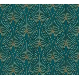 ascreation Vliestapete New Walls Art Deco Muster Glanz Leicht Strukt. Grün Gold FSC®