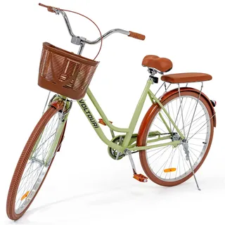 Damen Citybike 28 Zoll Retro Fahrrad VOLTOURI Korb Gepäckträger Stahlrahmen 17" Weiß