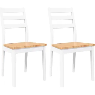 vidaXL Esszimmerstühle 2 Stk. Weiß Massivholz Gummibaum - Weiß