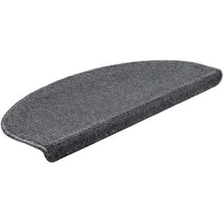 [en.casa] Stufenmatte 15er Set Halbrund 65 x 24 cm Treppenmatte Treppenschoner Treppenschutz Selbstklebend Dunkelgrau