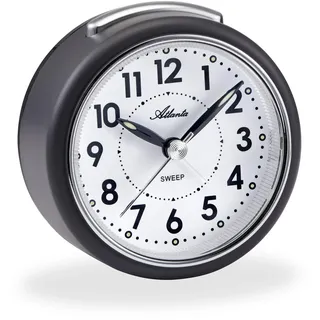 Atlanta Quarzwecker ohne Ticken Analog Licht Snooze Zahlen - 1584/4 (Anthrazit)