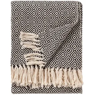 benuta Nest Baumwolldecke Jasmin Schwarz 125x150 cm , Textil , Rechteckig , 125x150 cm , Heimtextilien, Wohntextilien, Decken