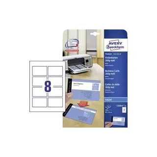 Avery-Zweckform C32015-25 Bedruckbare Visitenkarten, glatte Kanten 85 x 54 mm Weiß 200 St. Papierfo