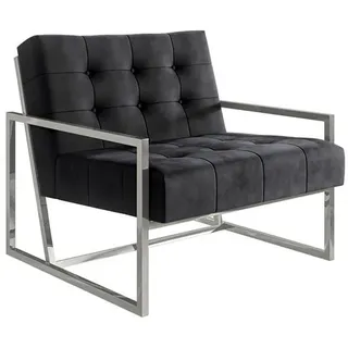 s-style möbel Loungesessel Duban Samt 84 x 81 x 89 cm Schwarz/Silber