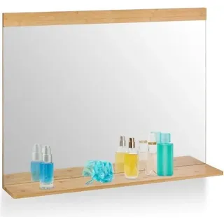 Wandspiegel aus Bambus mit Ablage