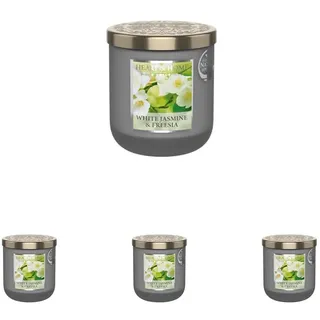 HEART & HOME - Duftkerze auf Basis von natürlichem Sojawachs für Zuhause - Kleines Glas Freesia Jasmin - 30h Brenndauer - Geschenk, Dekoration und Duft für Zuhause - Glas (Packung mit 4)
