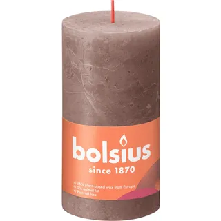 Bolsius Rustik Shine Stumpenkerze 13 cm braun