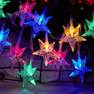 ALEGRE® Weihnachts Lichterkette Sterne, 3M 20 LED Sternen Lichterkette Batterie, Bunte Sterne Lichterketten Innen Außen, Sternenlichterkette für Weihnachten, Kinderzimmer, Hochzeit, Garten, Camping