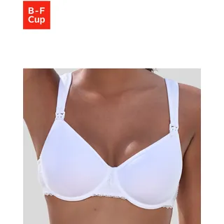Still-BH NUANCE BY LASCANA, Damen, Gr. 85, Cup C, weiß, Spacer;Spitze, Obermaterial: 55% Baumwolle, 39% Polyamid, 6% Elasthan, BHs Still-BH, mit Bügel & atmungsaktiven Spacer-Schalen, aus weicher Baumwolle