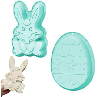xianshi Osterlamm Backform,2 Pcs Osterbackformen,Hase Kuchenform Silikon Osterhasen-Eierform Hasenform,Ostern Kreative Diy Für Konditorei,Kuchen,Keks,Für Fondant,Schokolade,Kuchen,Plätzchen