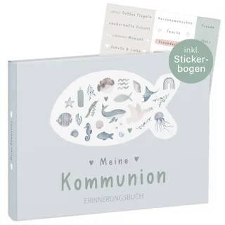 mintkind® Erinnerungsbuch "Meine Kommunion" Wal-Design | Kommunion Erinnerungsalbum | Geschenk zur Kommunion Mädchen & Junge | Kommunion Geschenk personalisiert | Fotoalbum zum Selbstgestalten