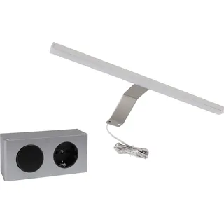 WELLTIME Aufbauleuchte »Lucio« LED-Modul Warmweiß Spiegelschrank Aufsatzleuchte, silberfarben